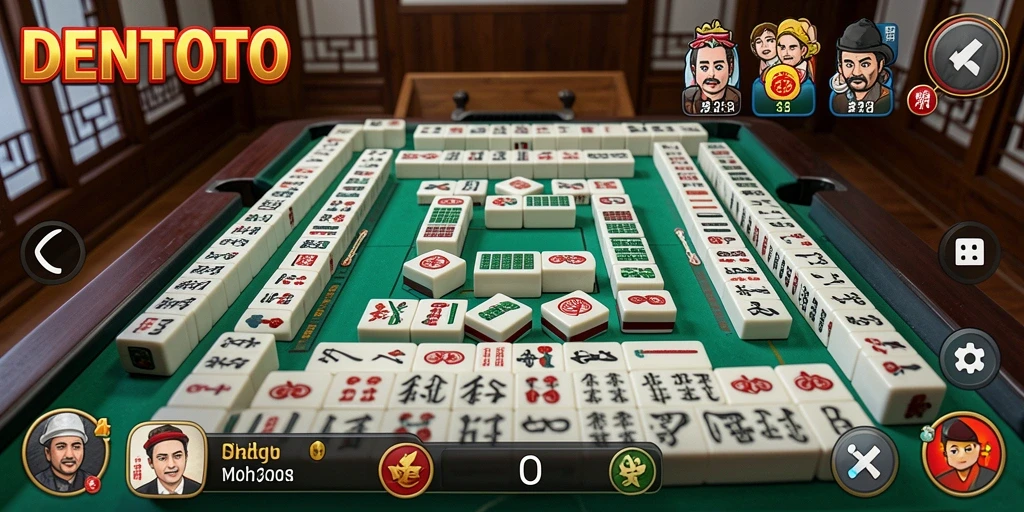 Tampilan gameplay DENTOTO yang menarik dan seru di dalam permainan Mahjong.