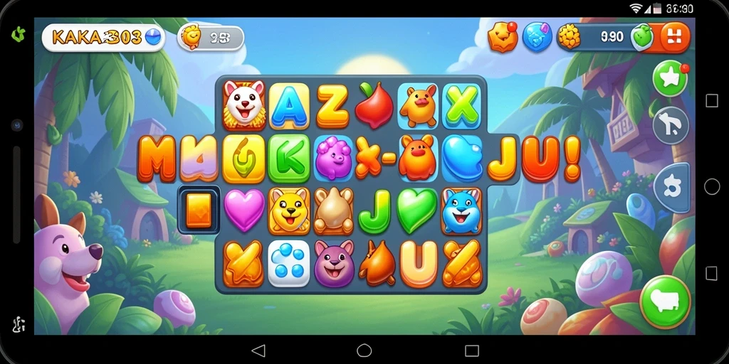 Tampilan menarik gameplay KAKA303 dengan objek berwarna-warni yang harus dicocokkan.