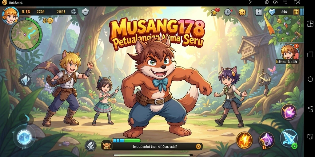 Screenshot utama MUSANG178 menampilkan aksi seru dan karakter anime yang dinamis.