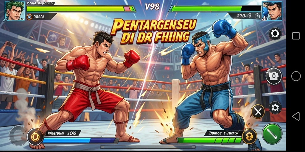 Tangkapan layar V98 menampilkan aksi pertarungan yang seru antara karakter.